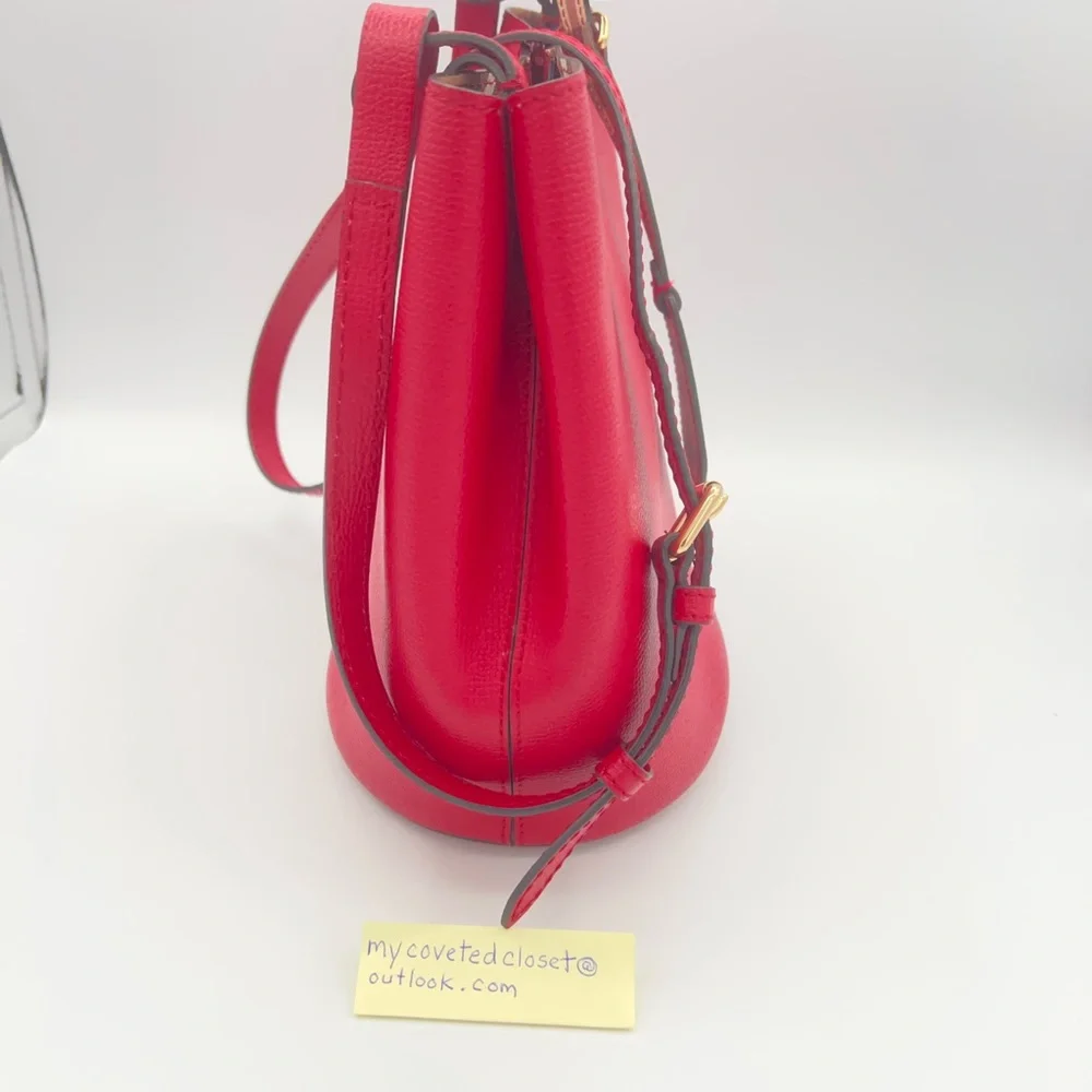 Burberry Lorne Red Leather Bucket Bag like new condition! W/Entrupy COA - Picture 4 of 16